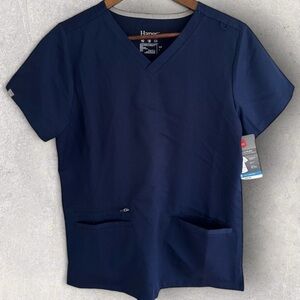 NWT Hanes Navy Blue V-Neck Scrub Top Size Small Men or Women’s